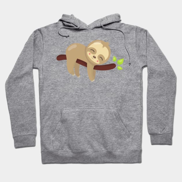 Cute Sloth, Baby Sloth, Lazy Sloth, Sleeping Sloth Hoodie by Jelena Dunčević